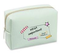Grande trousse et pochette de maquillage Vert pastel avec motif don t touch personnalisee