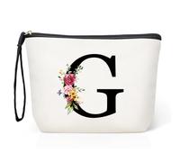 Grande Trousse Maquillage Femme, Personnalisée Pochette Maquillage avec Initiale, Sac de Maquillage de Voyage, Cadeau d'anniversaire Noël Idéal pour Maman Fille Amie Mariée Demoiselle d'honneur (G)