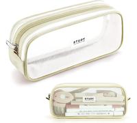 Grande Trousse Transparente Pour Crayons, Papeterie, Maquillage, Pour Étudiant, École, Collège Et Bureau, Kaki, 23cm/9inch X 6.5cm/2.6inch X 10cm/3.9inch, Trousse À Crayons