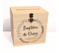 Grande urne baptême personnalisée en Bois avec Cadenas | 25 x 25 x 20 CM | Urne baptême, Communion, Confirmation, Profession de Foi, Baby-Shower, Mariage, Anniversaire | TE Whaka