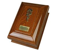 Grande urne funéraire en bois pour cendres humaines pour adulte à la maison, urne funéraire (marron/rose/plaque commémorative)