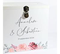 Grande urne Mariage personnalisée en Bois avec Cadenas | 25 x 25 x 20 CM | Urne Mariage, boîte, urne Mariage Bois, urne Mariage champêtre | TE Whaka