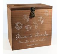 Grande urne Mariage personnalisée en Bois, avec Cadenas | 25 x 25 x 20 CM | Urne Mariage, PACS, Baby-Shower, Baptême, Communion, Anniversaire, Retraite | TE Whaka