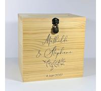 Grande urne personnalisée en Bois avec Cadenas | 25 x 25 x 20 CM | Urne Mariage, PACS, Baby-Shower, Baptême, Communion, Anniversaire, Retraite | TE Whaka