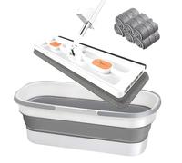 Grande vadrouille Plate, Nouvelle vadrouille en Microfibre 2024, vadrouille rotative à 360° avec grattoir de déshydratation, Manche Long réglable en Acier Inoxydable de 54 po, Grande vadrouille Plate