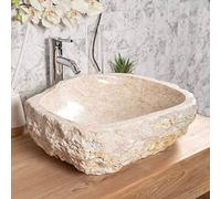 Grande vasque de salle de bain à poser Roc en marbre crème 45-55 cm