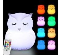 Grande Veilleuse Hibou Lampe d'ambiance Lampe de chevet en silicone 9 couleurs pour enfants luminosité et couleur réglables