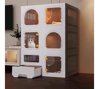 Grande Villa pour Chat D'intérieur avec roulettes Nouvelle Cage pour Chat HD avec Bac à Litière Différentes Tailles, idéal pour Les Chats, Lapins, Petits Animaux (Size : 2-3-1)