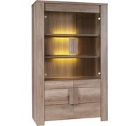 Grande vitrine avec 2 portes vitrées et 2 portes en bois - Collection FARRA - Chêne clair