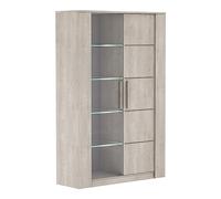 Vitrine LED 2 portes CANNES chêne champagne/béton clair Beige