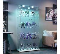Grande Vitrine en Verre - 163 cm, Double Porte - 4 Niveaux avec Éclairage LED RGB et Serrures - Argentier Moderne pour Collection