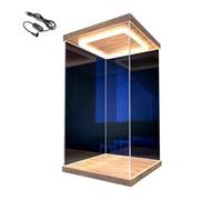 Grande vitrine LED en acrylique avec porte lumineuse, boîtes de rangement en PVC pour objets de collection, grande vitrine anti-poussière avec base en bois, pour figurines de poupées