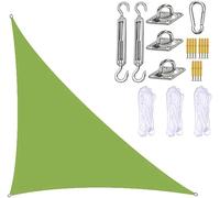 Grande voile d'ombrage verte - bloque 98 % des rayons UV - Auvent imperméable avec kit de fixation - Auvent triangulaire à angle droit pour activités pour terrasse, terrasse et jardin (taille : 4 x 4