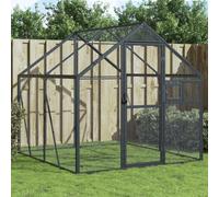 Grande volière Aluminium Anthracite 1,79x2x1,85 m, Cage à perroquets avec Porte et fenêtre verrouillables, Espace spacieux pour Oiseaux, Lapins, Canards, Poulets