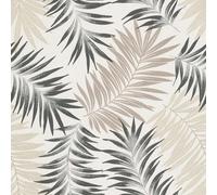 Grandeco A56201 Papier peint non tissé Motif feuilles tropicales Aspect textile Crème/noir/beige