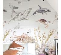 Grandeco Aquarelle Sealife Coral Reef Nursery 3 panneaux reproductibles 1,59 x 2,8 m
