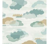 Grandeco Figari Papier peint texturé Motif nuages moelleux Vert sarcelle