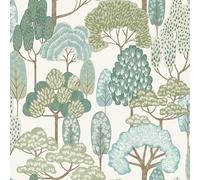 Grandeco Happy Trees Papier peint texturé pour chambre d'enfant Motif coups de pinceau Vert sarcelle