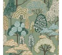 Grandeco Happy Trees Papier peint texturé pour chambre d'enfant Vert sauge
