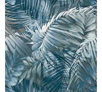 Grandeco Life Nomad Antigua Palm Blue 170705 Papier peint Motif jungle tropicale