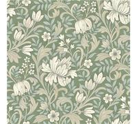 Grandeco Marian Vintage Art Nouveau Floral Trail Papier peint lisse Vert