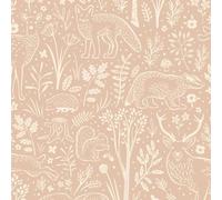 Grandeco Native Woodland Animals Papier peint texturé pour chambre d'enfant Blush