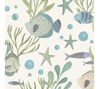 Grandeco Nemo Sealife Papier peint texturé pour pépinière de poissons Vert sarcelle