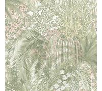 Grandeco Paradise Botanical, papier peint inspiré de la nature avec fleurs, fougères, feuillage parfait pour salon, chambre, couloir, salle à manger, vert (A82502)