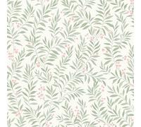 Grandeco Sage Trail Papier peint texturé Motif feuillage et fleurs Vert