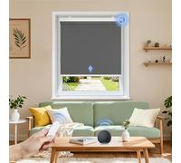 Grandekor Store Enrouleur Occultant sans Perçage Électrique 95x150cm | Gris Foncé Opaque Thermique Anti-Chaleur Protection Solaire Piles avec Moteur Télécommande Installation Facile pour Fenêtre