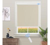 Grandekor Stores Enrouleur Occultant Électriques Isolant Thermique Opaque, Store Occultant avec Moteur & Télécommande, avec ou sans Perçage, 80l x 100L cm, Crème