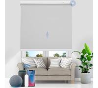 Grandekor Stores Enrouleur Occultant Électriques Rechargeable Isolant Thermique Opaque, Store Occultant avec Moteur & Télécommande, avec ou sans Perçage, Batterie au Lithium, 65l x 120L cm, Gris