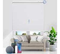 Grandekor Stores Enrouleur Occultant Électriques Rechargeable Isolant Thermique Opaque, Store Occultant avec Moteur & Télécommande, avec ou sans Perçage, Batterie au Lithium, 75l x 110L cm, Blanc