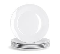 Grandes assiettes cerclées blanches - 268 mm (10,5 pouces) - Boîte de 12