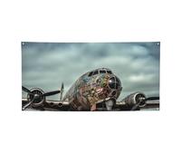 Grandes banderoles, motif avion, décoration domestique personnalisable, 300D, avec 4 œillets métalliques ronds, pour décoration d’anniversaire/d’entreprise/de fête
