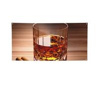 Grandes bannières et panneaux avec drapeaux d'alcool marron dans une tasse - Bannière de fête personnalisée à suspendre avec corde de suspension pour mur intérieur, extérieur, bureau, petite taille