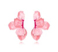 Grandes boucles d'oreilles à tige surdimensionnées en forme de pétales de style bohème pour femme en émail rose grande fleur hawaïenne vacances mignonnes et funky bijoux tendance