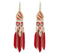 Grandes Boucles d'Oreilles Boho plume d'oreilles pour femmes bohème léger plume Hippie pour femmes filles (B, One Size)