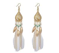Grandes Boucles d'Oreilles Boho plume d'oreilles pour femmes bohème léger plume Hippie pour femmes filles (D, One Size)