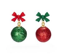 Grandes Boucles d'Oreilles Boucles d'oreilles à nœud papillon creux à paillettes, sphère de noël européenneClous asymétriquesAccessoires de vacances festifs (A, 3 7X1 8CM)