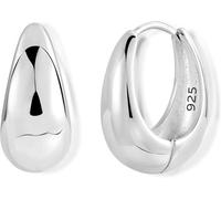 Grandes boucles d'oreilles créoles en argent sterling 925,boucles d'oreilles ovales épaisses en argent 925 14 carats G-argent