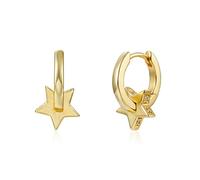 Grandes boucles d'oreilles créoles en or, boucles d'oreilles créoles en forme de cœur pour femme, étoile en argent sterling 925, cœur avec zircon cubique, cadeaux, petite amie, épouse, mère (GoldAstar A)