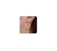 Grandes boucles d'oreilles créoles en or pour femme - Grandes boucles d'oreilles créoles tendance hypoallergéniques pour femme, Large, Métal, Pas de gemme
