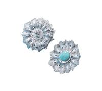Grandes boucles d'oreilles créoles irrégulières avec pierre bleue, boucles d'oreilles rondes en acier inoxydable plaqué or avec zircone cubique pour femme, One Size