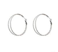 Grandes boucles d'oreilles créoles pour femme 5 cm géométrique double | Design géométrique à double anneau, déclaration de mode audacieuse, 5 cm de diamètre, finition plaquée or