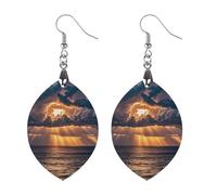 Grandes boucles d'oreilles en bois avec nuages de pluie pour femme, bijoux vintage élégants en bois, boucles d'oreilles légères pour mariage, fête, cadeau de bijoux au quotidien, Love, Bois, Bois.