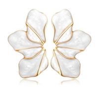 Grandes Boucles d'Oreilles en Forme de Fleur blanche, Bohème Boucles d'Oreilles Grosse Fleur en Métal pour Femmes et Filles, Bijoux Fantaisie pour l'été Plage Mariage