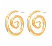 Grandes boucles d'oreilles en spirale dorée pour femme, clous géométriques ronds, alternatives, minimalistes, bijoux modernes et minimalistes, cadeau pour épouse, maman, middle, Métal, Pas de pierre