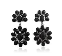 Grandes boucles d'oreilles ovales en forme de goutte d'eau Turquoise Bohême en métal pour femme, taille unique, Turquoise, Pas de gemme