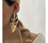 Grandes boucles d'oreilles pendantes en forme de fleur dorée en métal, bijoux élégants pour femme, accessoires de mode